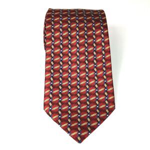 Impressive Bocara Hand Made mens tie 60"x 3.75" red blue gold neck tie designer
